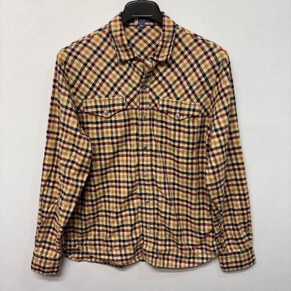 Ibex Men Organic Cotton Button Snap Flannel Shirt Top Size Large D037 -8 - Picture 1 of 16